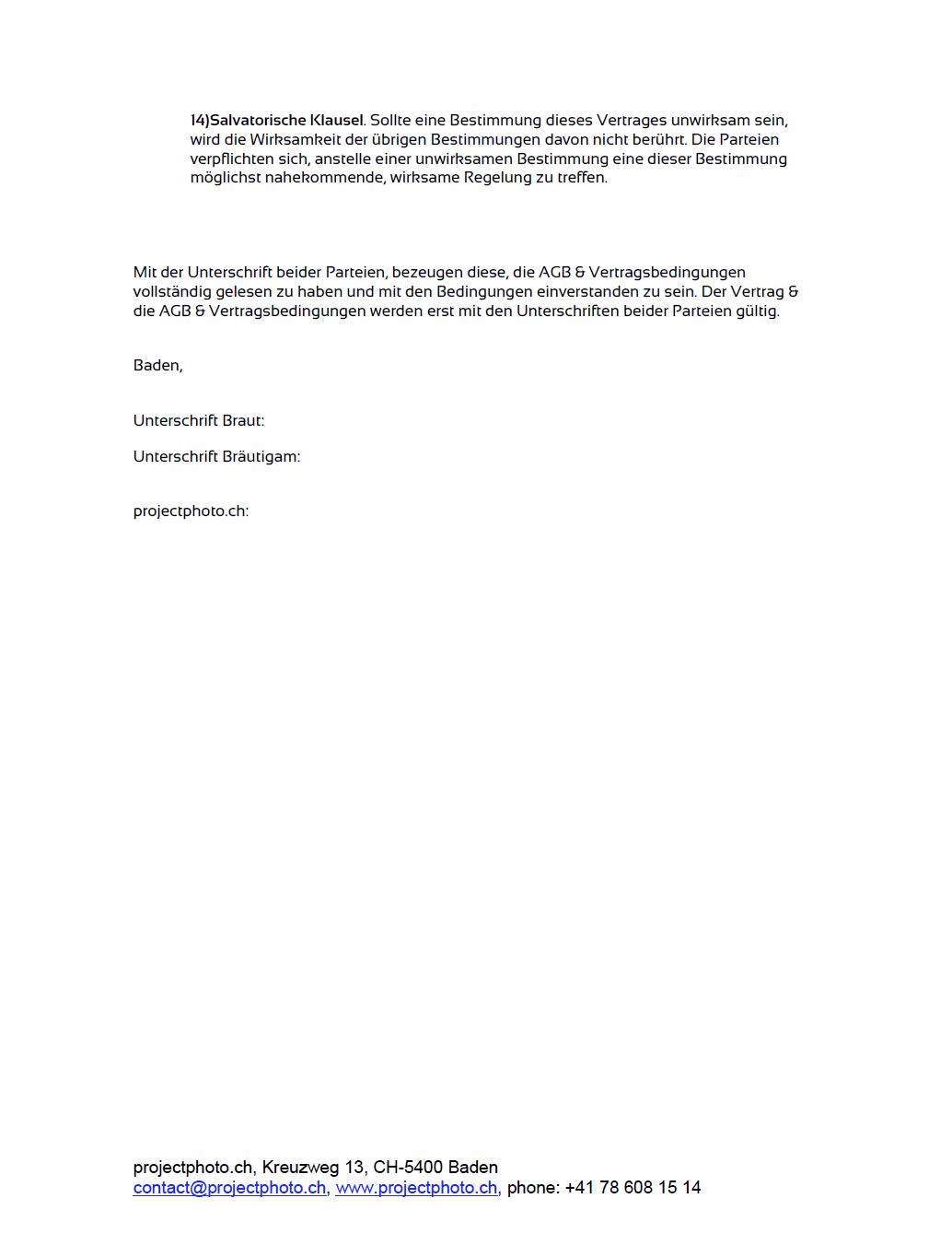 AGB Vertragsbedingungen 2019 Brautpaar